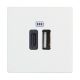 Розетка USB двойна за зареждане тип А и С 5Vdc до 3000mAh 2 модула  Бял