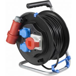 Макара трифазна 30m H05VV-F 5G1.5mm2 термична защита 2 шуко + 3P+N+T 16A с капак и водач на кабела