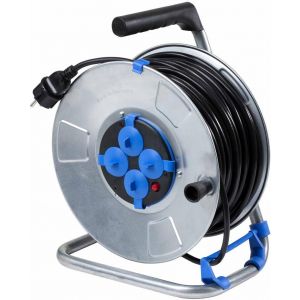 Макара метална 50м H05VV-F 3G1.5mm2 термична защита 4 шуко с капак и водач на кабела