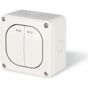 Двоен девиаторен ключ 10А за открит монтаж IP 66