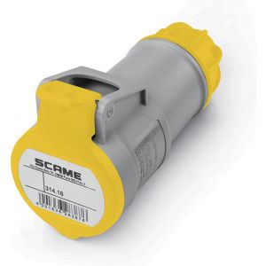 Промишлен контакт подвижен жълт 2P+Е 16A 4h IP44