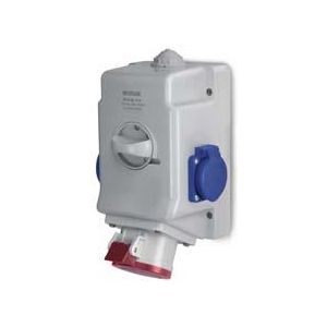 Промишлен комбиниран контакт 3P+N+Е 16A+2х шуко и ключ 0/I