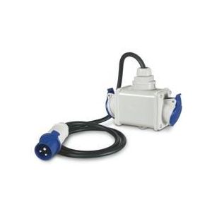 Индустриален адаптор  от евро щепсел 3P+N+Е 16A към 3P+N+Е 16A и 2P+Е 16A с кабел 2 метра