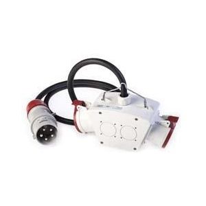 Индустриален адаптор  от евро щепсел 3P+N+Е 32A към 2x3P+N+Е 32A с кабел 2 метра