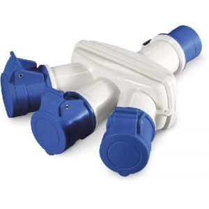 Индустриален адаптор IP44 от евро щепсел 2P+Е 16A към 3x2P+Е 16A с клемна кутия серия Adapto