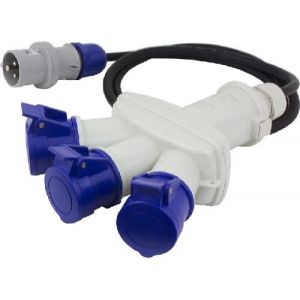 Индустриален адаптор IP44 от евро щепсел 2P+Е 16A към 3x2P+Е 16A с кабел 2м серия Adapto 