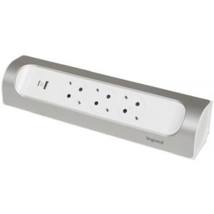 Разклонител ъглов сив 3x2P+E без кабел с USB A+C 3A 15W