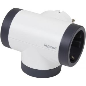 Адаптер за контакт 2х Шуко Т-образен въртящ с USB A+C бял NEW