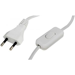 ,Кабел за нощна лампа 2 метра с ключе 2,,5А Бял,