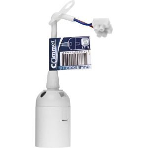 ,Фасунга E27 бяла с кабел 17см. H03VV-F 2x0,,75мм2 и клема ,