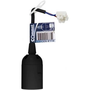 ,Фасунга E27,, черна с кабел 17см. H03VV-F 2x0,,75мм2 и клема,, ,