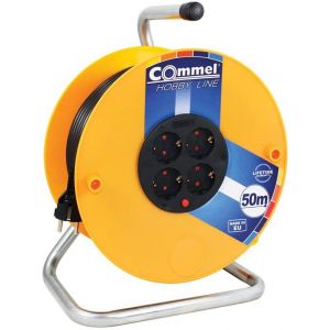 Макара 50м IP20 H05VV-F 3G1.5mm2 термична защита 4 шуко жълта