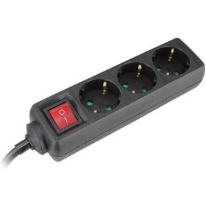 Разклонител с копче 3 гнезда 3 метра /1.5мм2 Черен