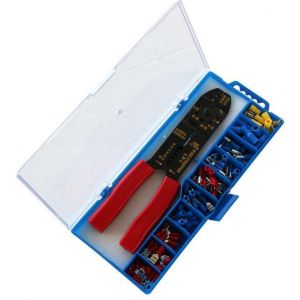 Комплект клещи за кримпване и 10 х 10 изол. кабелни обувки 